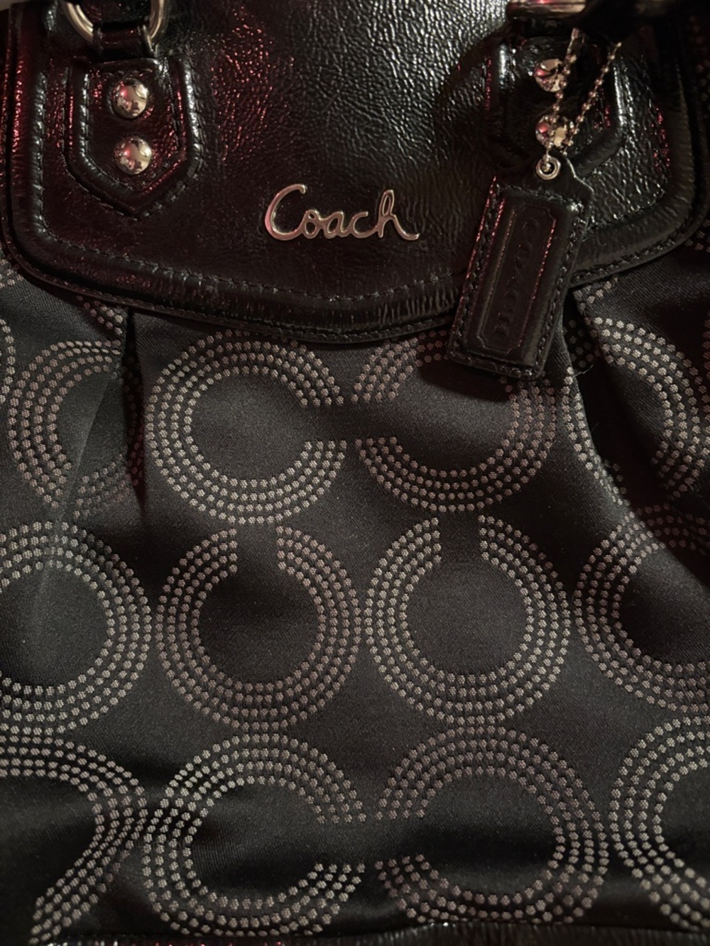 Coach Black Signature Jacquard Nylon Tote with Patent Leather Trim - Picture 13 of 13